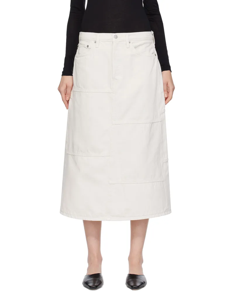 RE/DONE Off-White Seamed Denim Maxi Skirt Vintage
