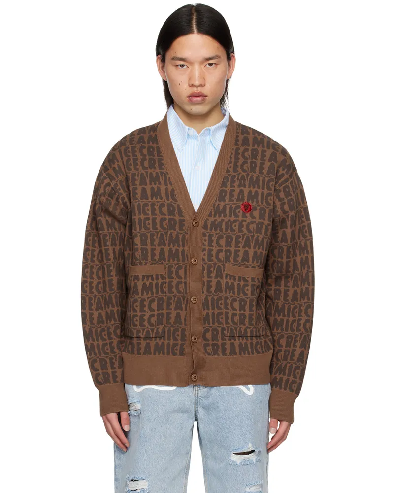 ICECREAM Brown Text Cardigan Brown