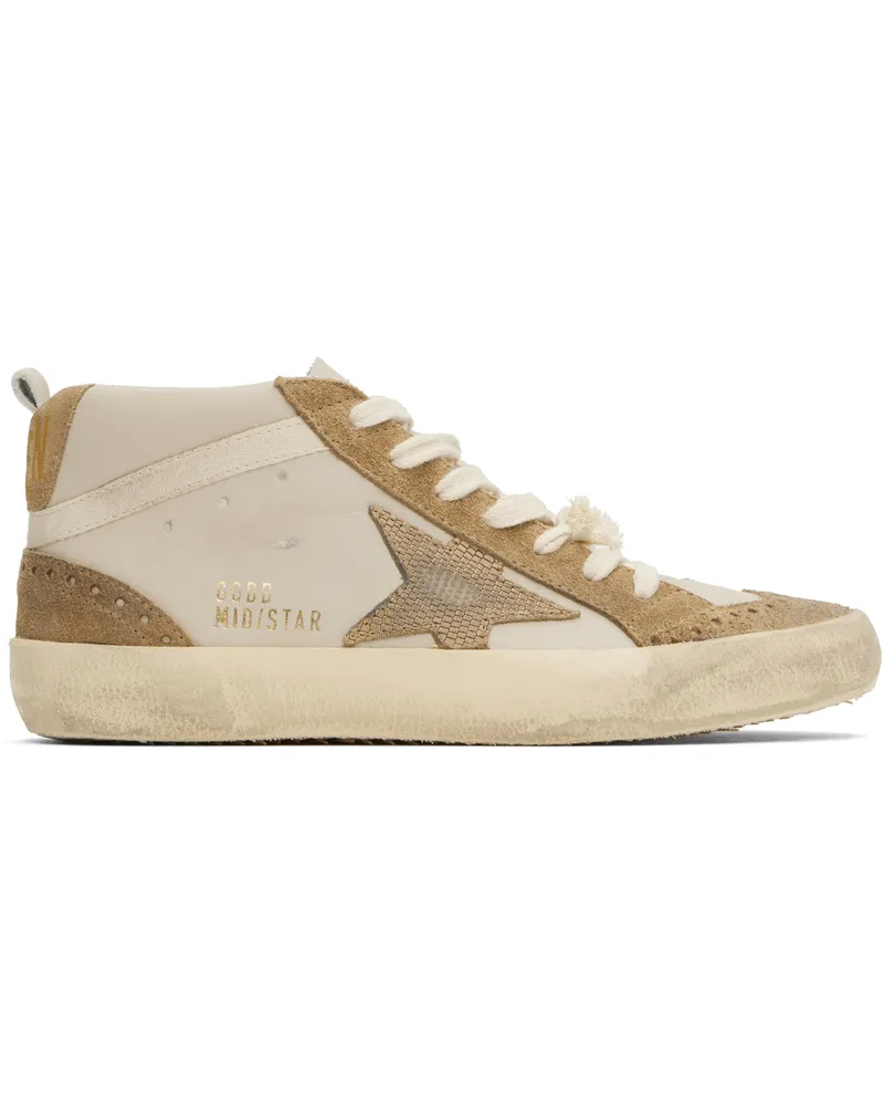 Golden Goose Beige & Brown Mid Star Classic Sneakers 15716