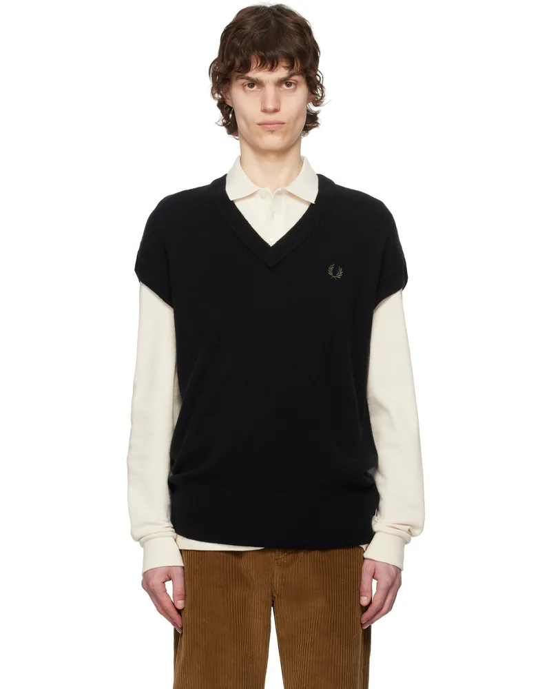 Fred Perry Black Lambswool Vest 102