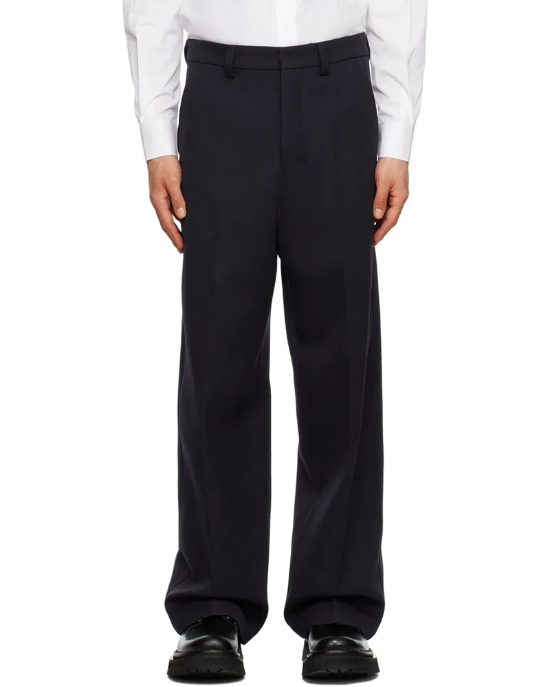 AMI Paris Navy Large Fit Trousers Nautic