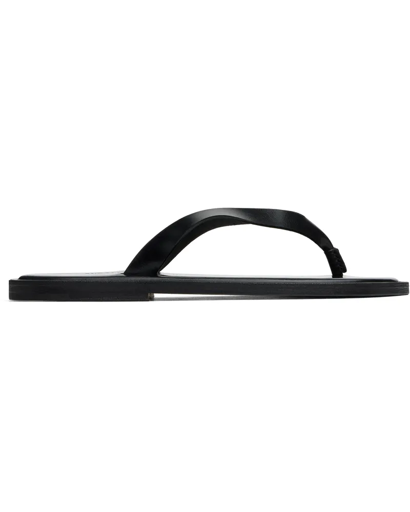 AURALEE Black Leather Tong Flip-Flops Black
