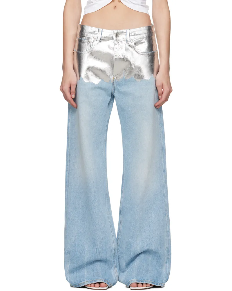 Paco Rabanne Blue & Silver Baggy Jeans P458