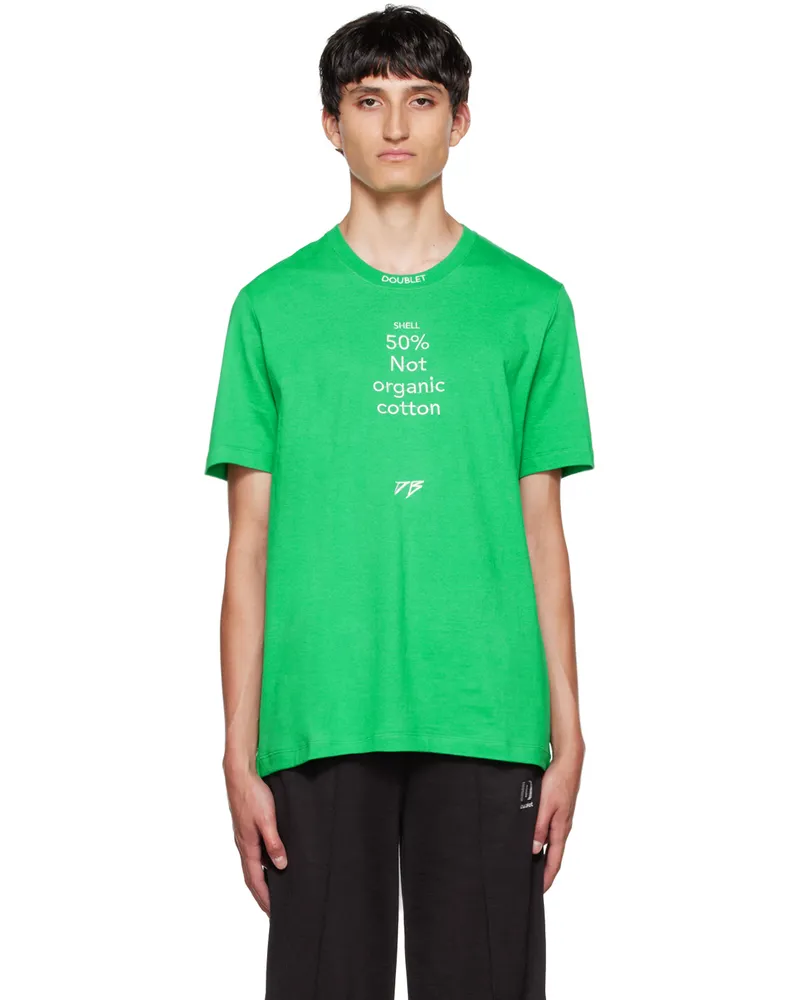 Doublet Green Composition Message T-Shirt Green