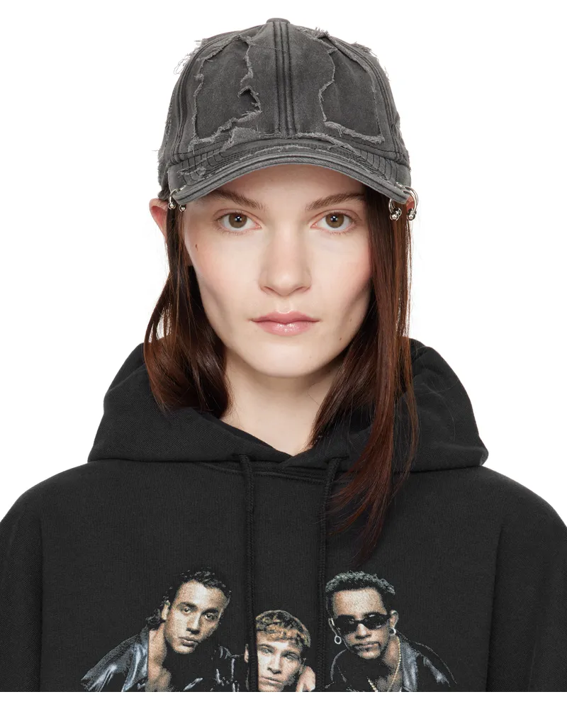 VETEMENTS Black Destroyed Logo Cap Black