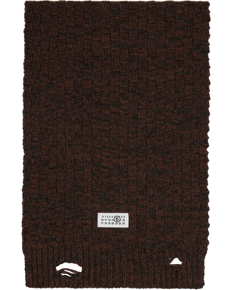 Maison Margiela Brown Distressed Scarf Dark