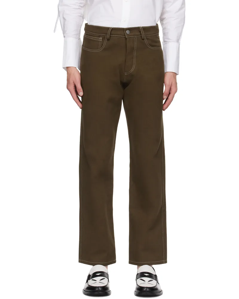 Carlota Barrera Brown Straight-Leg Jeans Brown