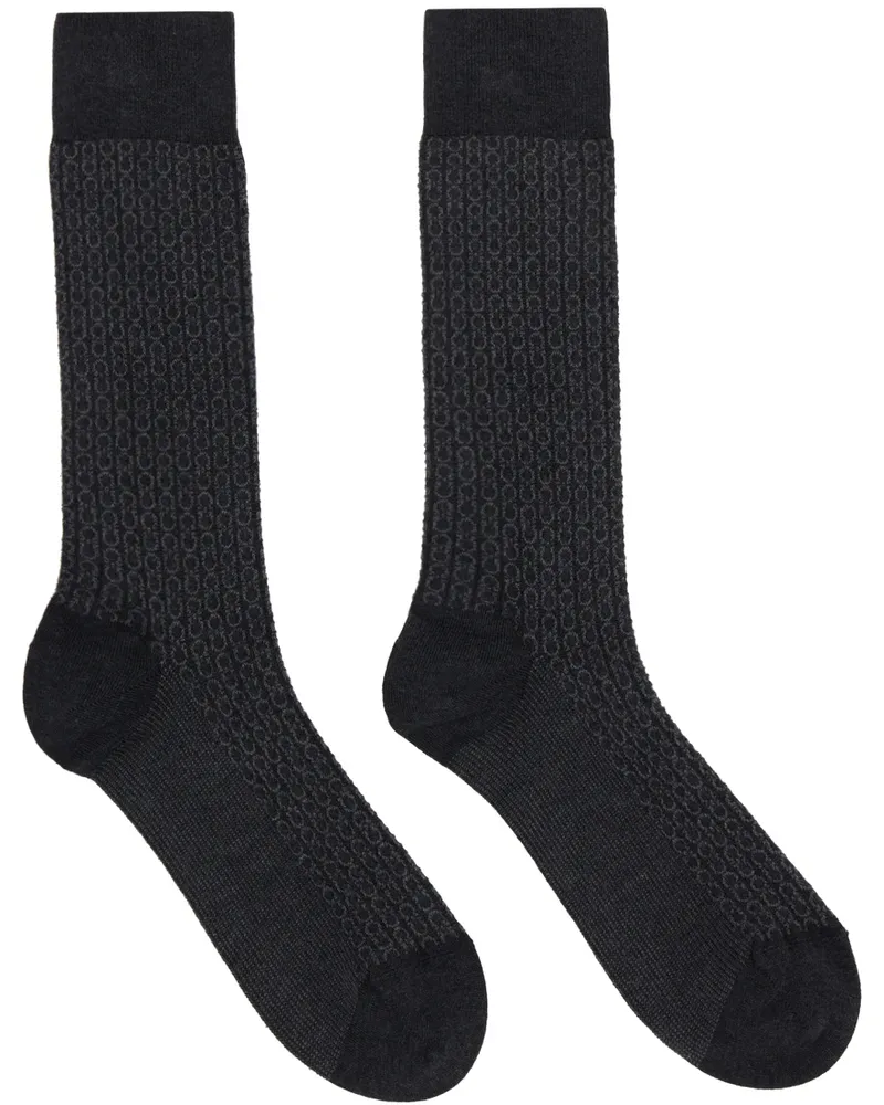 Ferragamo Gray Medium Gancini Socks Grey