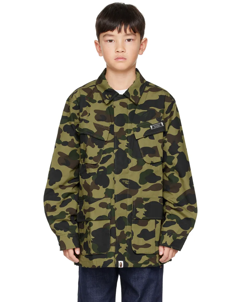 BAPE Kids Khaki 1st Camo Shirt Jacket Green