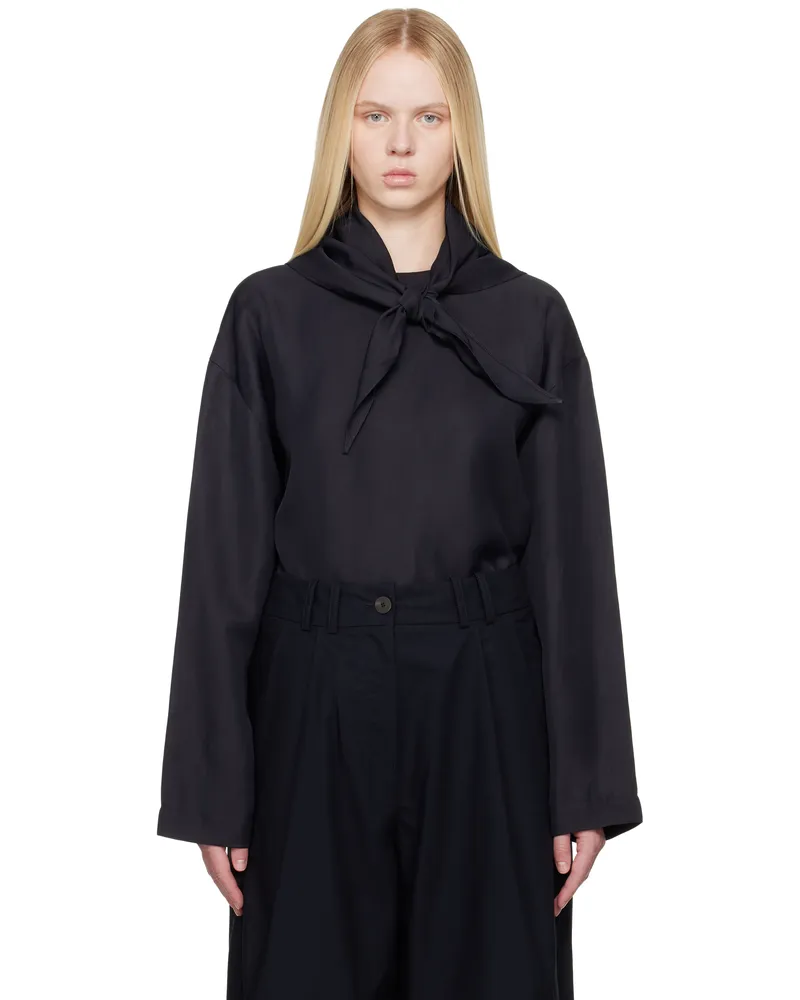 Studio Nicholson Navy Bute Linen Blouse Darkest
