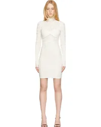 Hervé Léger White Shadow Stripe Dress Alabaster