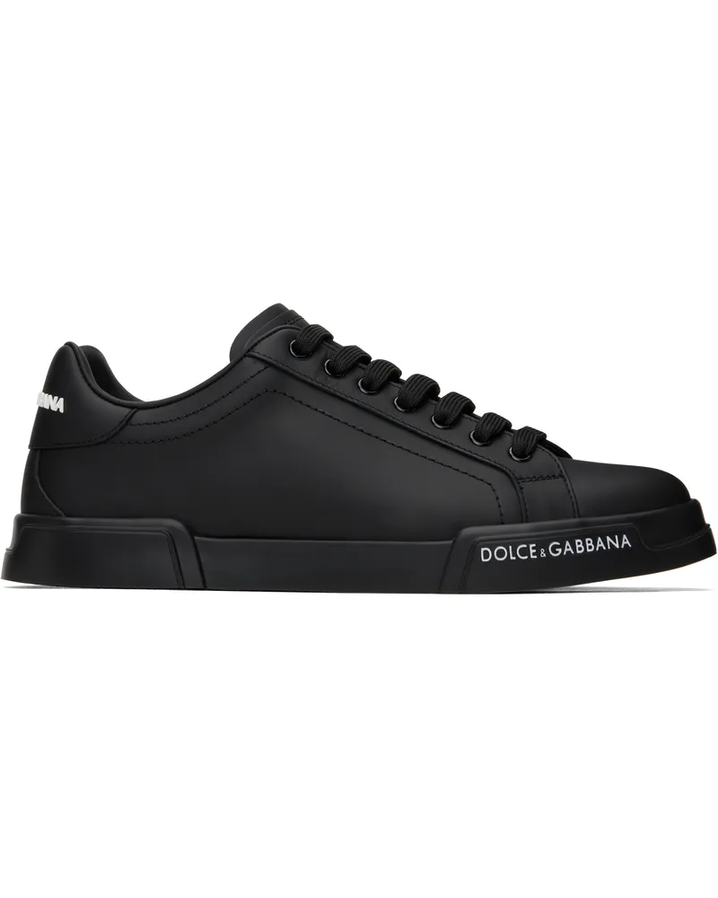 Dolce & Gabbana Black Calfskin Nappa Portofino Sneakers 8b956