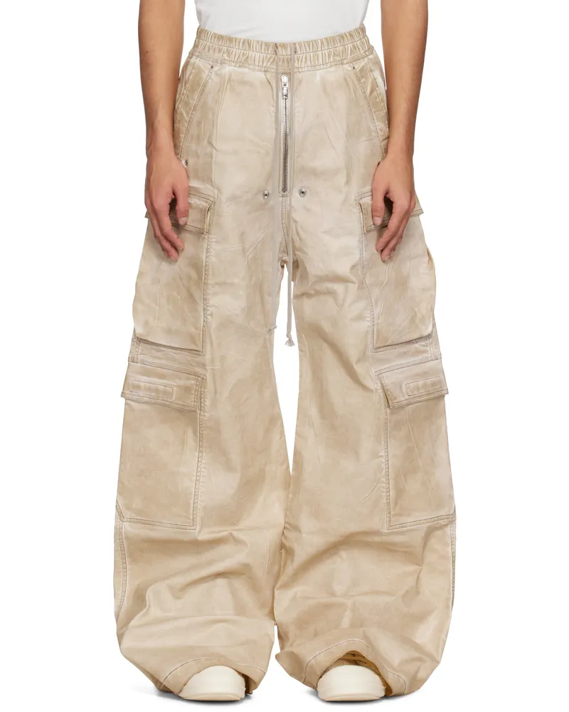 DRKSHDW by Rick Owens Beige Hollywood Double Cargo Jumbo Belas Denim Pants 81