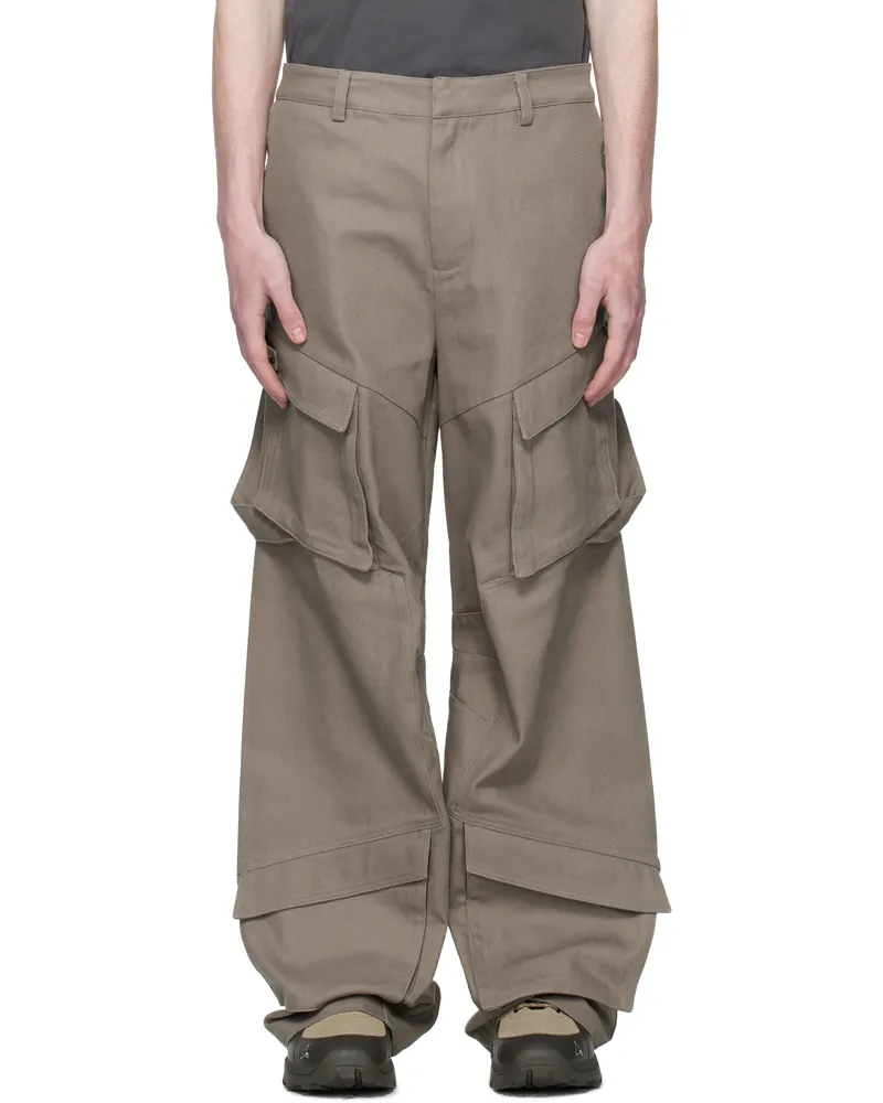 Heliot Emil Gray Cellulae Cargo Pants Nylon