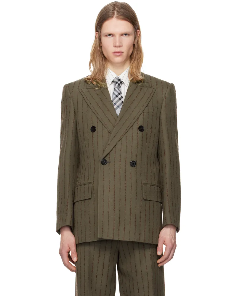 Burberry Brown & Red Tailored Double-Breasted Blazer Coal