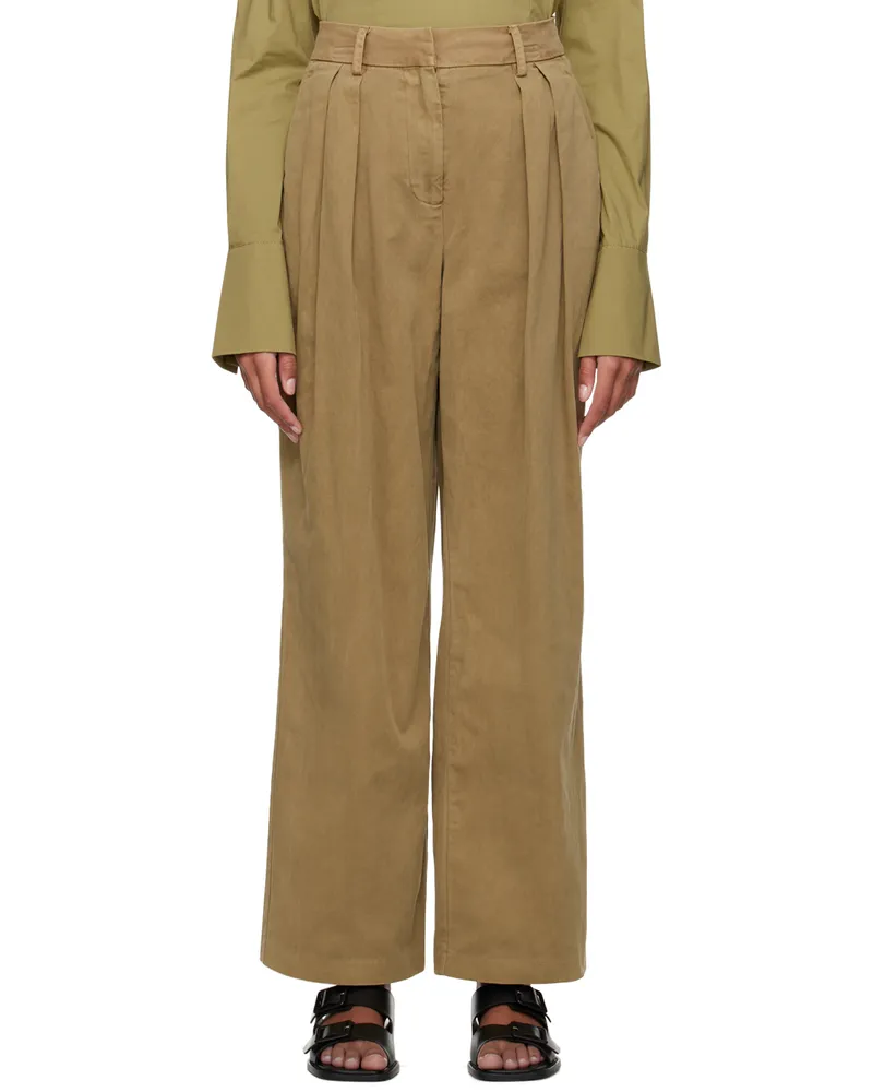 STAUD Khaki Luisa Trousers Rosemary