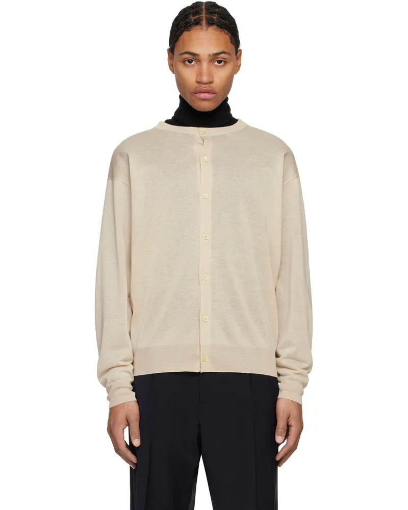 LE 17 SEPTEMBRE Beige Sheer Crewneck Cardigan Beige