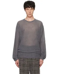 ATON Gray Super Kid Mohair Sweater Charcoal