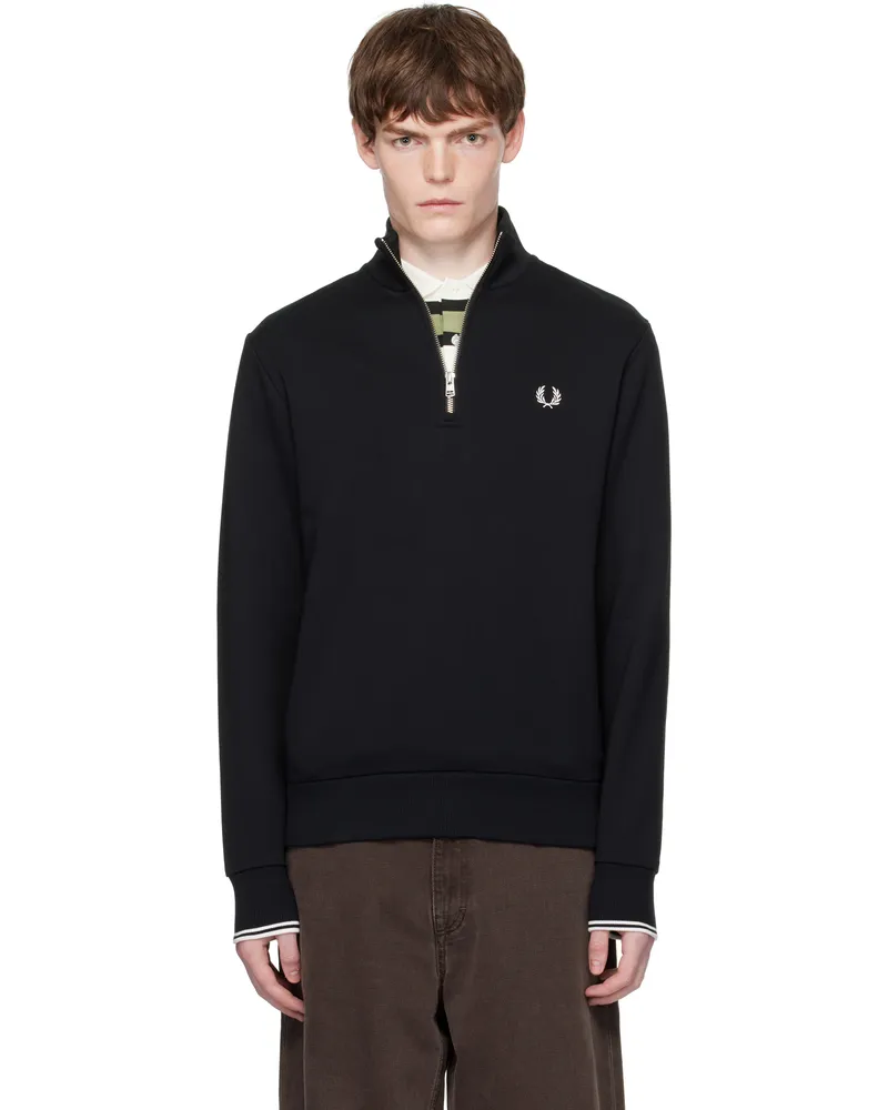 Fred Perry Black Half Zip Sweatshirt 102black