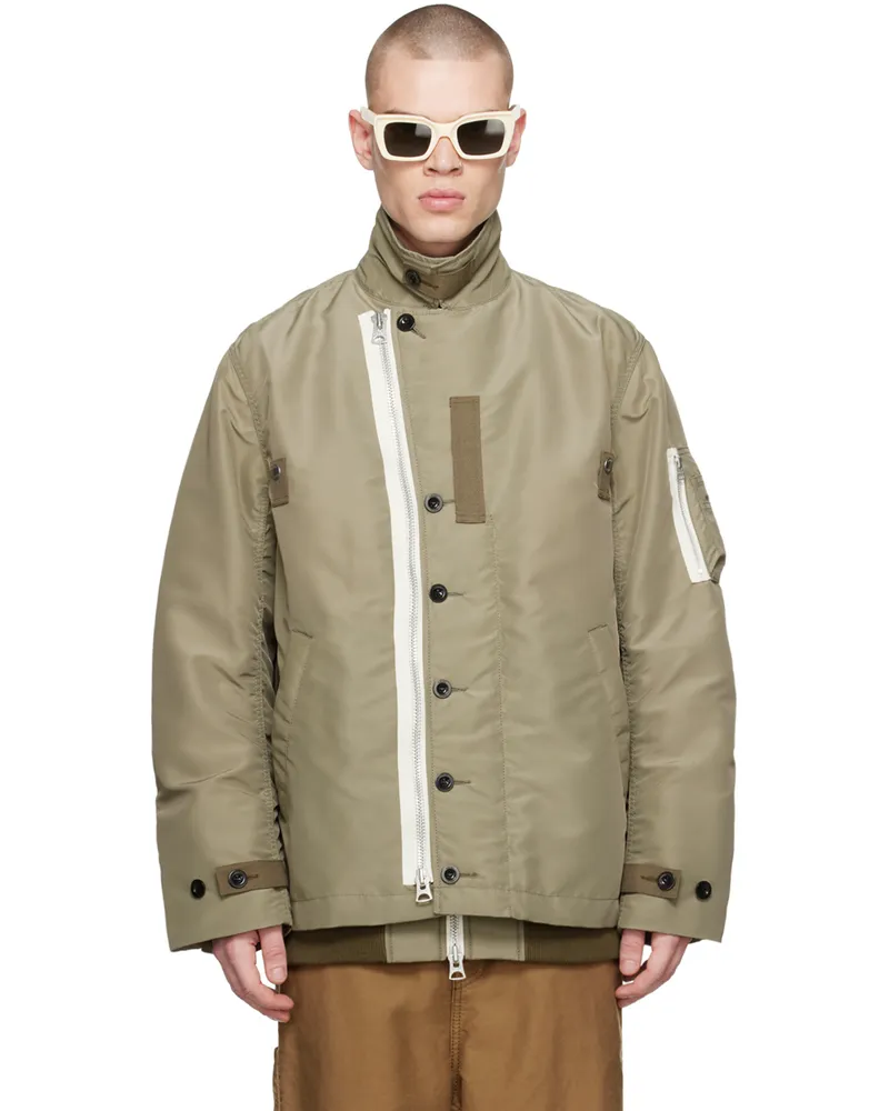 Sacai Khaki Layered Bomber Jacket 535