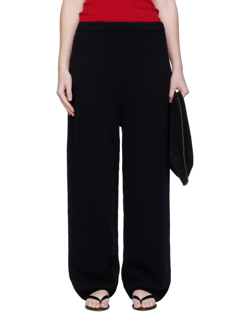 Arch The Black Wide Knitted Jogger Lounge Pants Black
