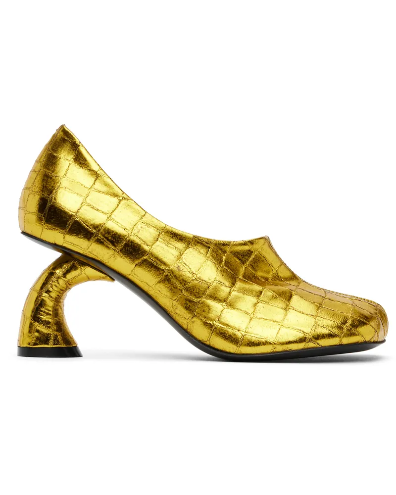 Dries van Noten Gold Square Toe Heels 954