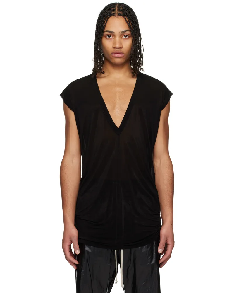 Rick Owens Black Hollywood Jersey Deep V SL T-shirt 09