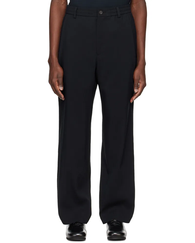 SOLID HOMME Black Terry Banding Trousers 708b