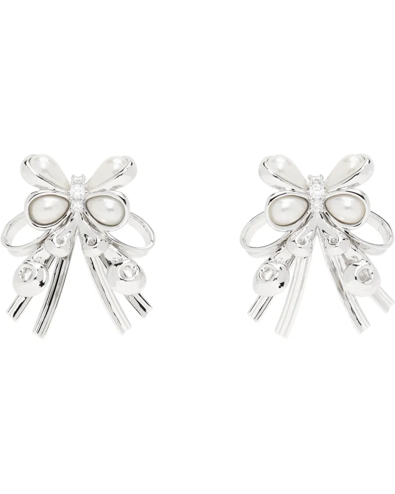 SHUSHU/TONG Silver YVMIN Edition Pearl Butterfly Flower Curly Hair Earrings Sliver
