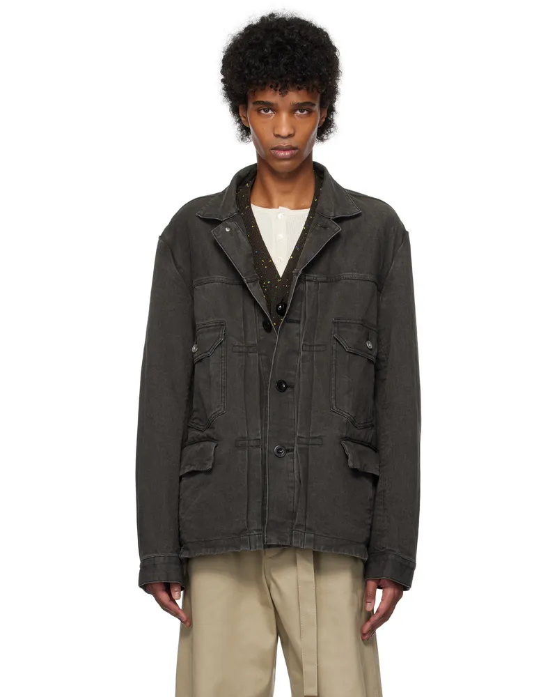 Sacai Gray Flap Pocket Denim Jacket 301