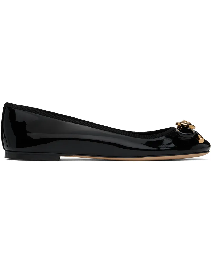 Versace Black Opera Bow Patent Ballerina Flats 1b00v-black-versace
