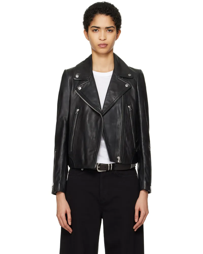 Rag & Bone Black Mack Leather Moto Jacket Blk