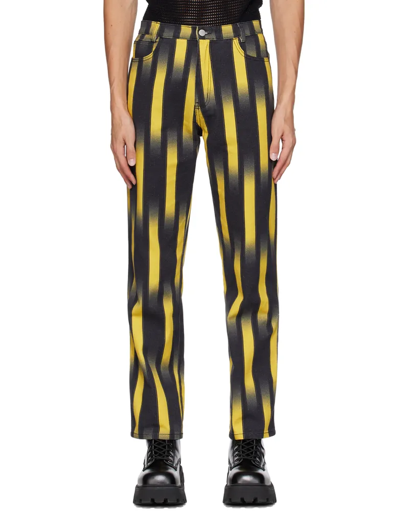 DOUBLE RAINBOUU Black & Yellow Party Jeans Ghost