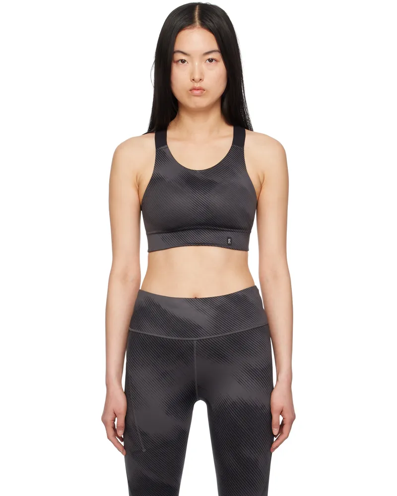 ON Gray Performance Graphic Sport Bra Black