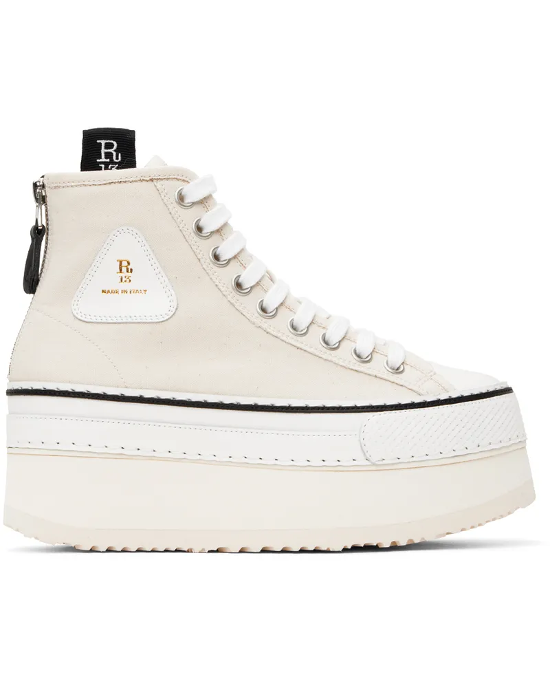 R13 Off-White Courtney Platform Sneakers Ecru
