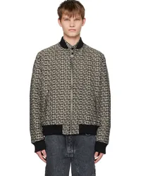 Balmain Black & Beige Monogram Reversible Bomber Jacket Gfe