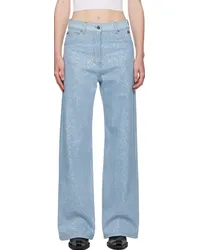 MSGM Blue Wide-Leg Glitter Jeans Light