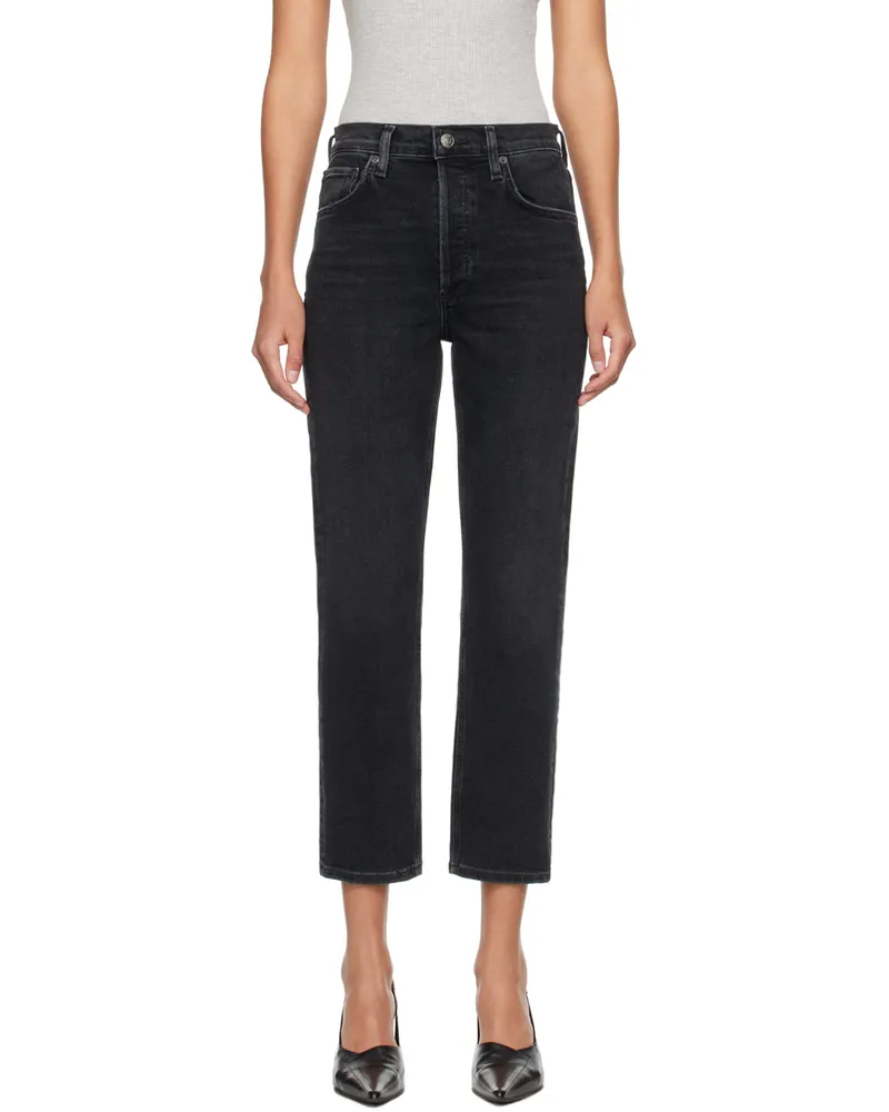 AGOLDE Black Riley Crop Jeans Panoramic