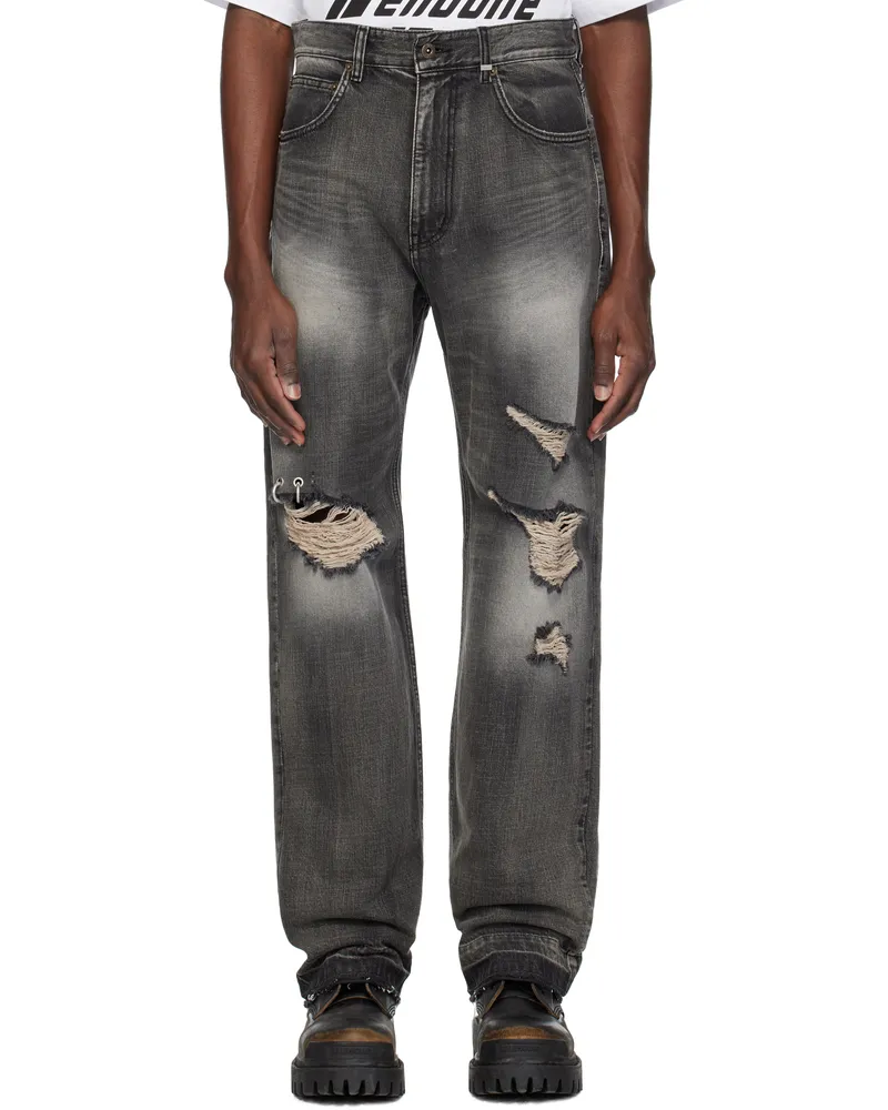 WE 11 DONE Black Distressed Jeans Black