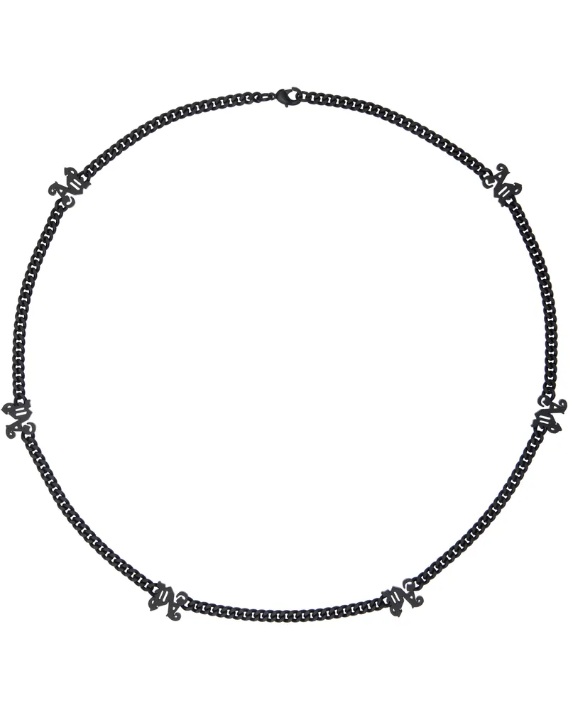 Palm Angels Black Monogram In Series Chain Necklace Black
