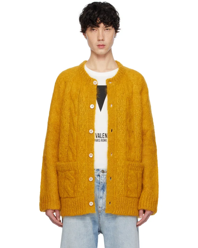 Valentino Garavani Yellow Mohair Cardigan O16