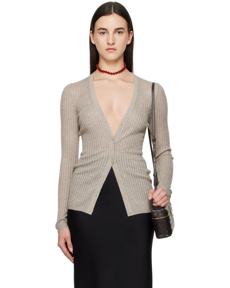 Gabriela Hearst Beige Emma Pointelle Cardigan Oal