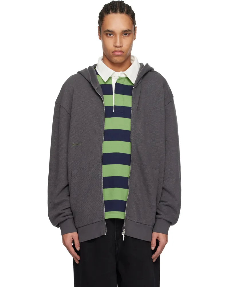 Palmes Gray Waffle Zip Hoodie Charcoal