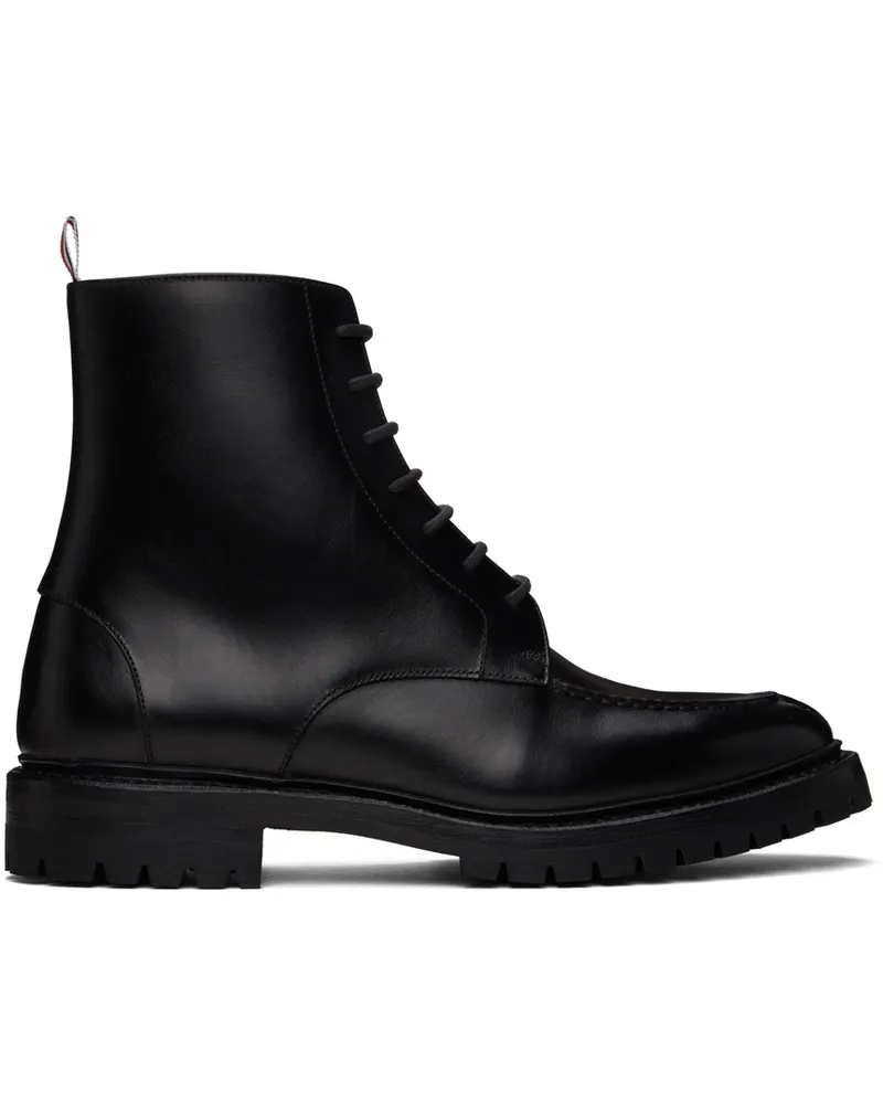 Thom Browne Black Commando Sole Apron Stitch Boots Black