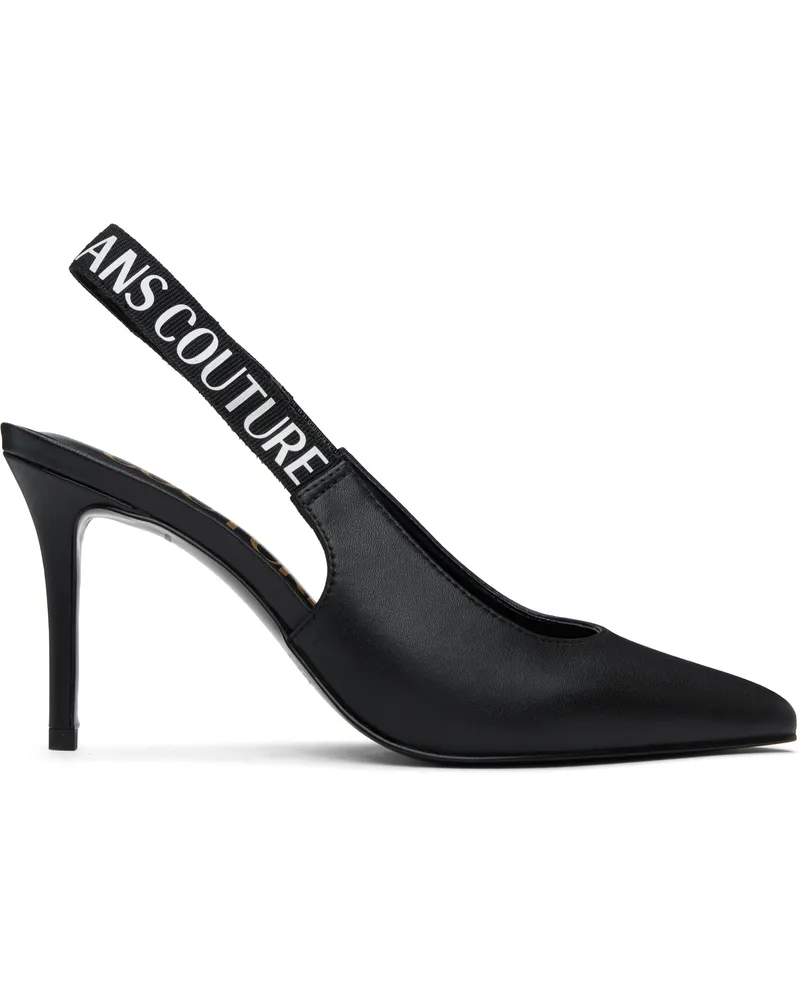 Versace Jeans Black Logo Scarlett Slingback Heels E899