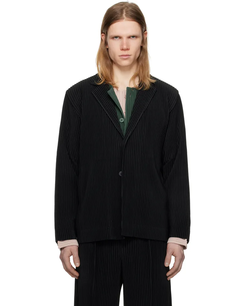 Issey Miyake Black Tailored Pleats 1 Blazer 15-black