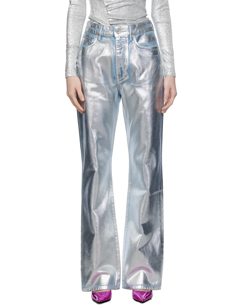 Paco Rabanne Silver Metallic Jeans P044