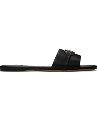 Ferragamo Black Gancini Slides Nero