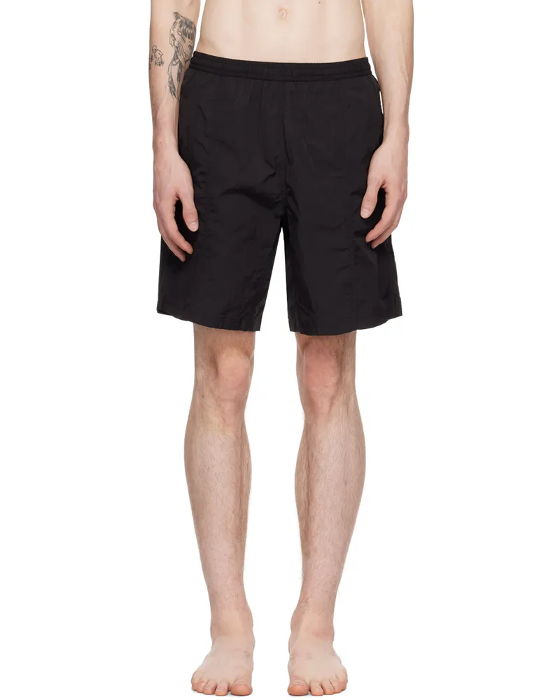 AMI Paris Black Drawstring Swim Shorts Black
