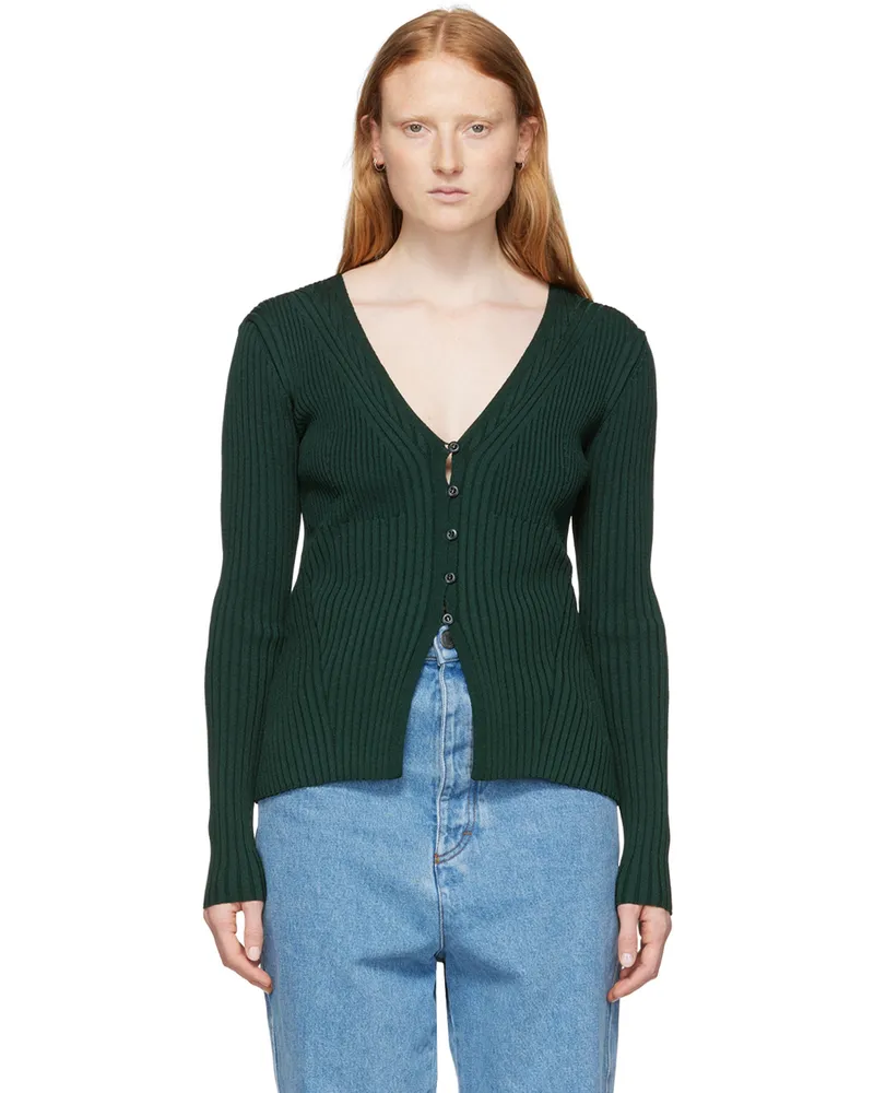 AMI Paris Green Viscose Cardigan 311